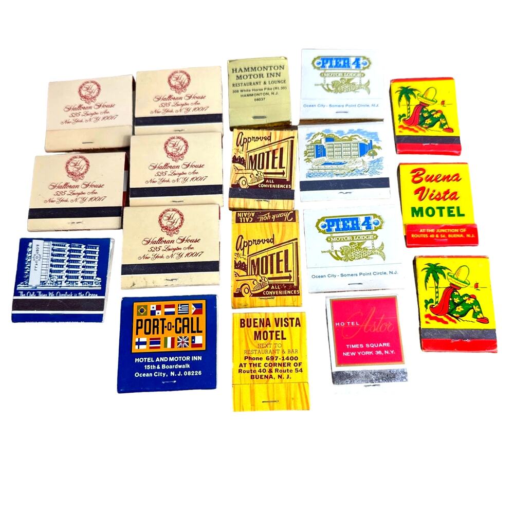 New York Vintage Matchbook Lot Hotels New Jersey Advertising NYC NJ 70s 80s 90s